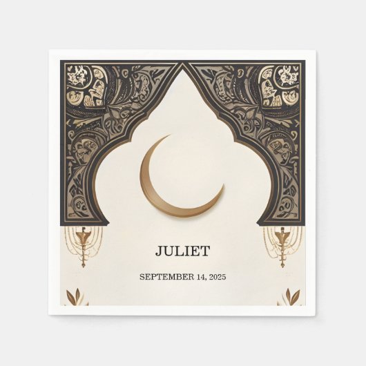 イスラム ニカ アラビック ワリマ ムスリム ブライダル シャワー スタンダードカクテルナプキン (正面)