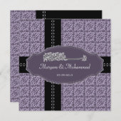 イスラム·ビスミ結婚ラの婚約·ダマスク·パープル 招待状 (正面/裏面)