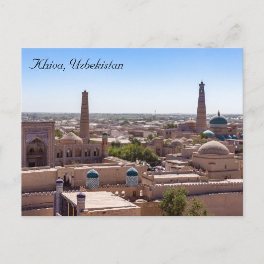 イスラム・ホドジャ・モスクとクニャアルク城塞 - ヒヴァ ポストカード (正面)