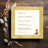 イスラム＆ロイヤル ゴールデン ダマスク ムスリム ウェディング 招待状