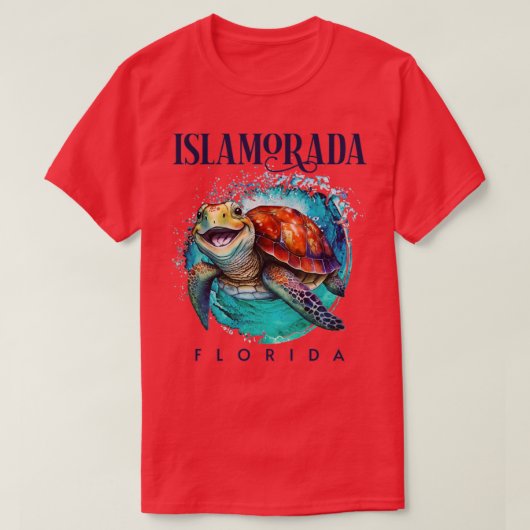 イスラモラダフロリダウォーターカラーハッピーシーカメ Tシャツ (デザイン正面)