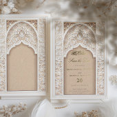 イスラームエレガントアーチ日付の保存招待状 箔招待状