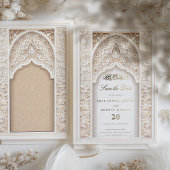 イスラームエレガントアーチ日付の保存招待状 箔招待状