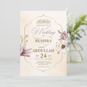 イスラームエレガントフローラ金ゴールドアクセントスク結婚リプト 招待状 (スタンド正面)
