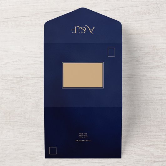 イスラームエレガントマ華美ダラ海軍金ゴールドアラビア オールインワン招待状 (外側)