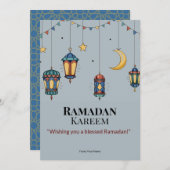 イスラームエレガントラマダーン挨拶カード – カスタマイズ 招待状 (正面/裏面)