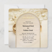 イスラームエレガント結婚式招待状と金ゴールドリングや輪 招待状 (裏面)