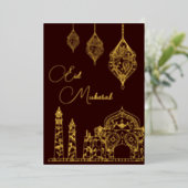 イスラームエレガント装飾モスクランタンラマダン 箔シーズンカード (立ち正面)