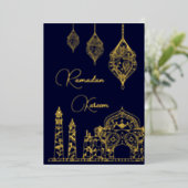 イスラームエレガント装飾モスクランタンラマダン 箔シーズンカード (立ち正面)