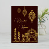 イスラームエレガント装飾モスクランタンラマダン 箔シーズンカード (立ち正面)