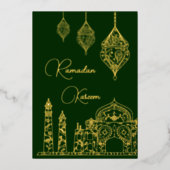 イスラームエレガント装飾モスクランタンラマダン 箔シーズンカード (正面)