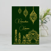 イスラームエレガント装飾モスクランタンラマダン 箔シーズンカード (立ち正面)