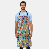 イスラームカラフルモザイクシームレスパターン エプロン (着用した状態)