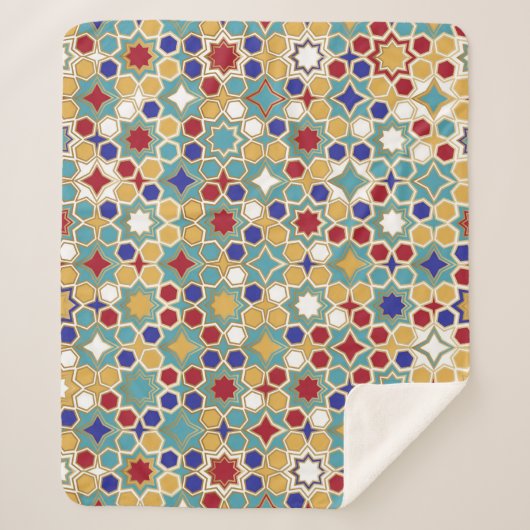 イスラームカラフルモザイクシームレスパターン シェルパブランケット (正面)