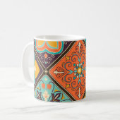 イスラームカラフル・インスパイアパッチワーク・タイル。 コーヒーマグカップ (正面左)