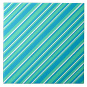 イスラームターコイズ、アクアとホワイトパタストライプのーン タイル (正面)