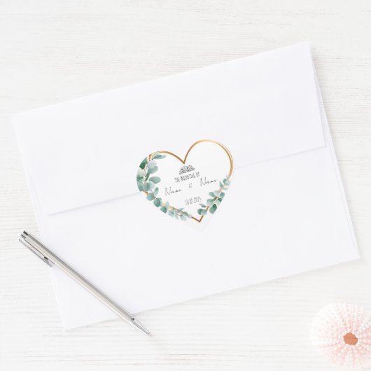 イスラームハート形フローラ結婚式の引き出物シール ハートシール (封筒)