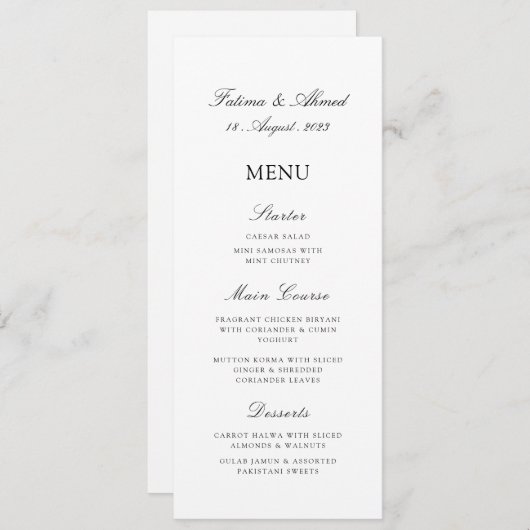 イスラームミニマルムスリム結婚ニカ メニュー (正面/裏面)