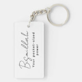 イスラームモダンビスミラやる気を起こさせる引用文ブラック キーホルダー (裏面)