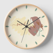 イスラームモダンボタニカルミニマルモノグラム名 壁時計 (正面)