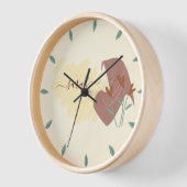 イスラームモダンボタニカルミニマルモノグラム名 壁時計 (傾斜)