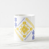 イスラームモダンモザイクの黄色と青のタイルパターン コーヒーマグカップ (中央)