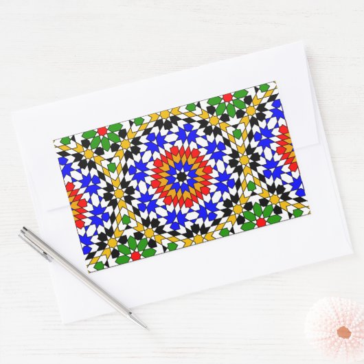 イスラーム幾何学模様シール 長方形シール (封筒)