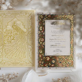 イスラーム照結婚明金ゴールド伝統的 箔招待状