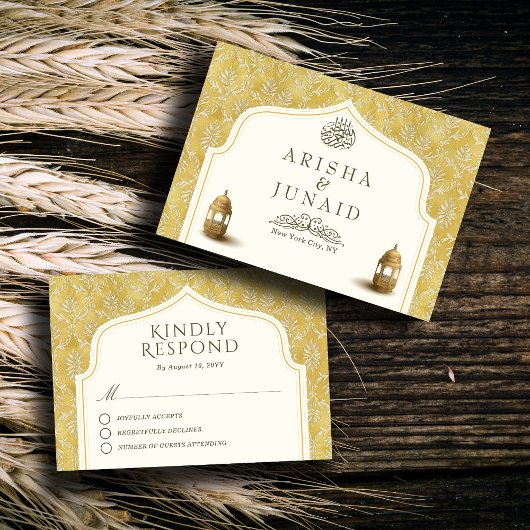 イスラーム王室のゴールデンダマスム結婚スリム 出欠カード