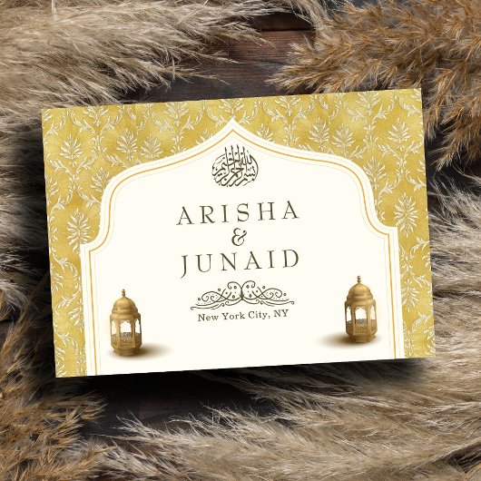 イスラーム王室のゴールデンダマスム結婚スリム 出欠カード