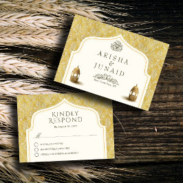 イスラーム王室のゴールデンダマスム結婚スリム 出欠カード