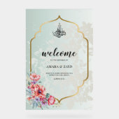 イスラーム結婚のウェルカムアクリル記号 – 金ゴールドフレーム アクリルサイン (正面)