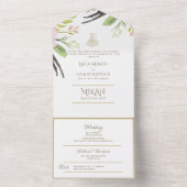 イスラーム結婚のNIKAH WALLIMAHの緑が一堂に集まる オールインワン招待状 (内側)