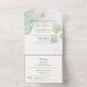 イスラーム結婚のNIKAH WALLIMAH熱帯性葉 オールインワン招待状 (内側)