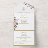 イスラーム結婚のNIKAH WALLIMAH金ゴールドフローラ オールインワン招待状 (内側)