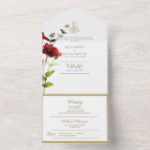 イスラーム結婚のNIKAH WALLIMAH金ゴールドフローラ オールインワン招待状 (内側)