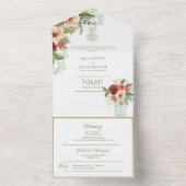 イスラーム結婚のNIKAH WALLIMAH金ゴールドフローラ オールインワン招待状 (内側)