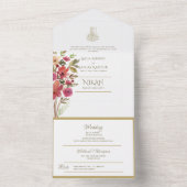 イスラーム結婚のNIKAH WALLIMAH金ゴールドフローラ オールインワン招待状 (内側)