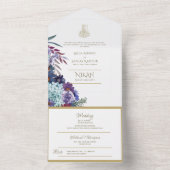 イスラーム結婚のNIKAH WALLIMAH金ゴールドフローラ オールインワン招待状 (内側)