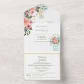 イスラーム結婚のNIKAH WALLIMAH金ゴールドフローラ オールインワン招待状 (内側)