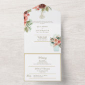 イスラーム結婚のNIKAH WALLIMAH金ゴールドフローラ オールインワン招待状 (内側)