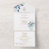 イスラーム結婚のNIKAH WALLIMAH金ゴールドフローラ オールインワン招待状 (内側)