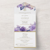 イスラーム結婚のNIKAH WALLIMAH金ゴールドフローラ オールインワン招待状 (内側)