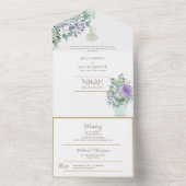 イスラーム結婚のNIKAH WALLIMAH金ゴールドフローラ オールインワン招待状 (内側)