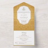 イスラーム結婚のNIKAH WALLIMAH金ゴールド華美すべて オールインワン招待状 (内側)
