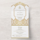 イスラーム結婚のNIKAH WALLIMAH金ゴールド華美すべて オールインワン招待状 (内側)