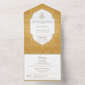 イスラーム結婚のNIKAH WALLIMAH金ゴールド華美すべて オールインワン招待状 (内側)