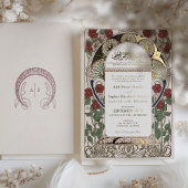 イスラーム結婚ブルゴーニュアールヌーボーミュシャ 箔招待状