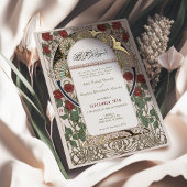 イスラーム結婚ブルゴーニュアールヌーボーミュシャ 箔招待状