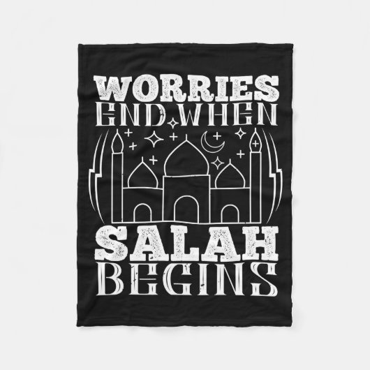 イスラーム – サラが始まると心配が終わる フリースブランケット (正面)